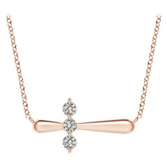 Angara Natural Diamond Sideways Cross Necklace in 14K Rose Gold for Women