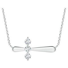 Angara Natural Diamond Sideways Cross Necklace in 14K White Gold for Women
