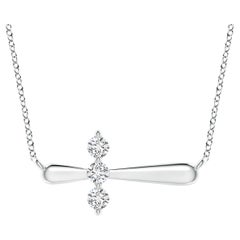 Angara Natural Diamond Sideways Cross Necklace in 14K White Gold for Women
