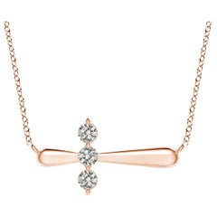 Angara Natural Diamond Sideways Cross Necklace in 14K Rose Gold for Women