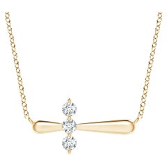 Angara Natural Diamond Sideways Cross Necklace in 14K Yellow Gold for Women