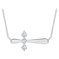 Angara Natural Diamond Sideways Cross Necklace in 14K White Gold for Women