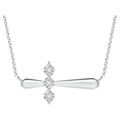 Angara Natural Diamond Sideways Cross Necklace in 14K White Gold for Women