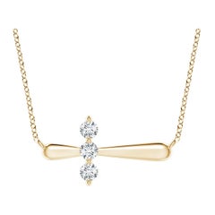 Angara Natural Diamond Sideways Cross Necklace in 14K Yellow Gold for Women