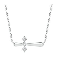 Angara Natural Diamond Sideways Cross Necklace in 14K White Gold for Women