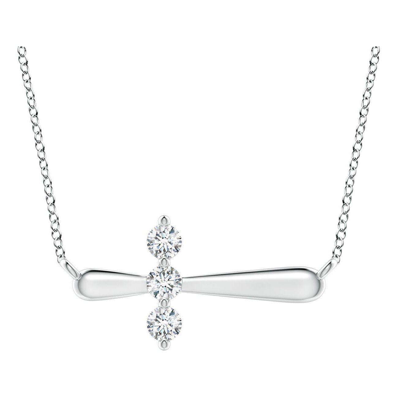 Angara Natural Diamond Sideways Cross Necklace in 925 Sterling Silver for Women