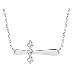 Angara Natural Diamond Sideways Cross Necklace in 925 Sterling Silver for Women