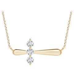 Angara Natural Diamond Sideways Cross Necklace in 14K Yellow Gold for Women