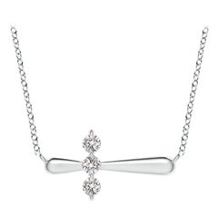 Angara Natural Diamond Sideways Cross Necklace in 14K White Gold for Women