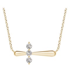 Angara Natural Diamond Sideways Cross Necklace in 14K Yellow Gold for Women