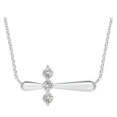 Angara Natural Diamond Sideways Cross Necklace in 14K White Gold for Women