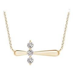 Angara Natural Diamond Sideways Cross Necklace in 14K Yellow Gold for Women