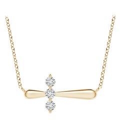 Angara Natural Diamond Sideways Cross Necklace in 14K Yellow Gold for Women