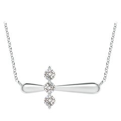 Angara Natural Diamond Sideways Cross Necklace in 14K White Gold for Women