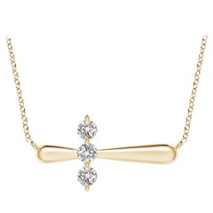 Angara Natural Diamond Sideways Cross Necklace in 14K Yellow Gold for Women