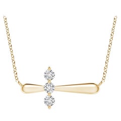 Angara Natural Diamond Sideways Cross Necklace in 14K Yellow Gold for Women