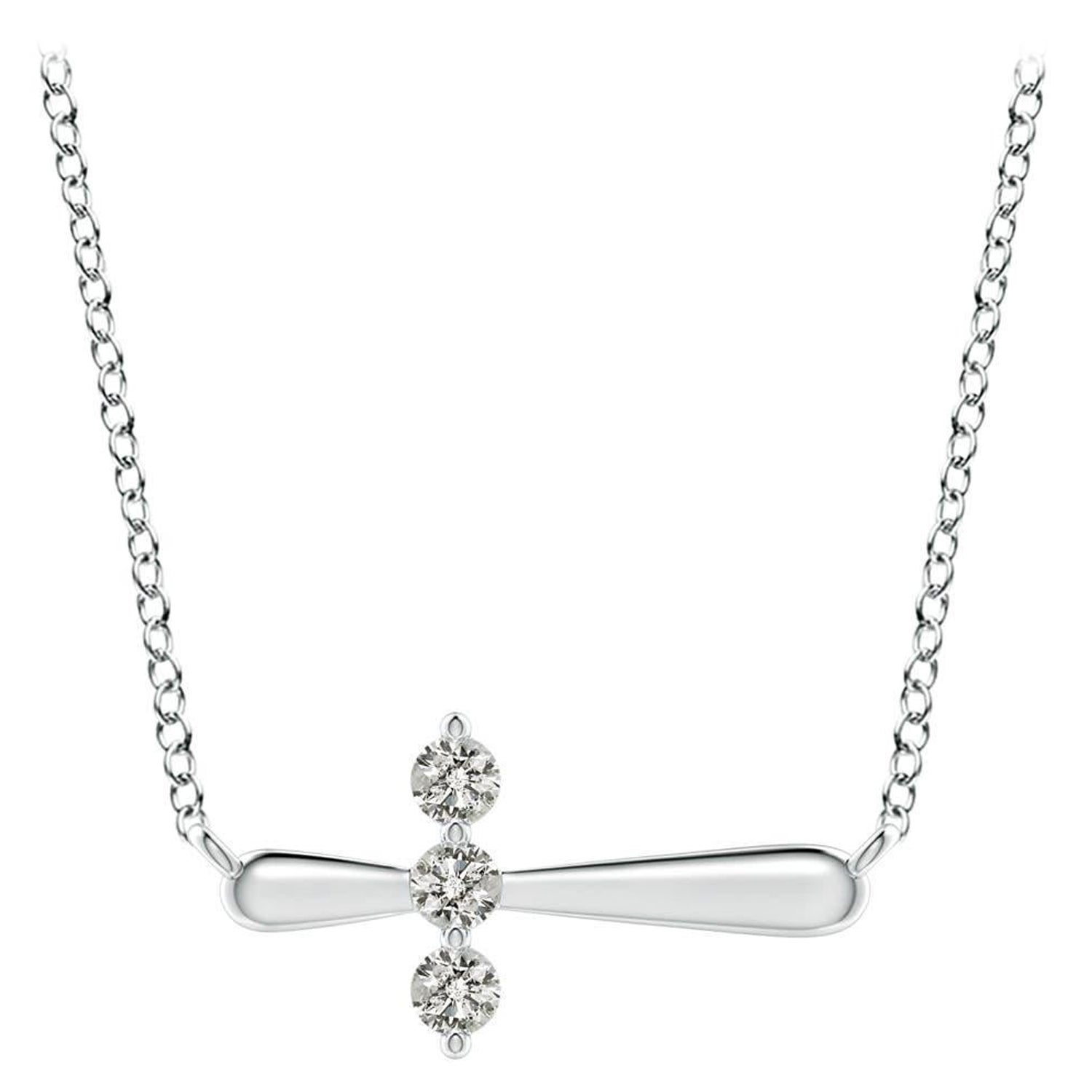 Angara Natural Diamond Sideways Cross Necklace in 14K White Gold for Women