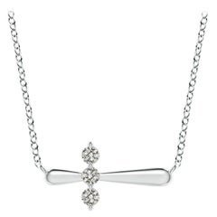 Angara Natural Diamond Sideways Cross Necklace in 14K White Gold for Women