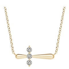 Angara Natural Diamond Sideways Cross Necklace in 14K Yellow Gold for Women