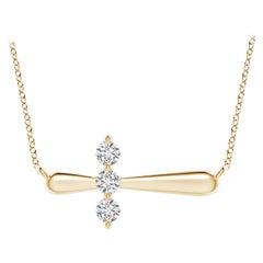 Angara Natural Diamond Sideways Cross Necklace in 14K Yellow Gold for Women