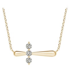 Angara Natural Diamond Sideways Cross Necklace in 14K Yellow Gold for Women