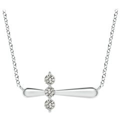 Angara Natural Diamond Sideways Cross Necklace in 14K White Gold for Women