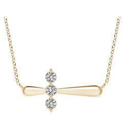 Angara Natural Diamond Sideways Cross Necklace in 14K Yellow Gold for Women