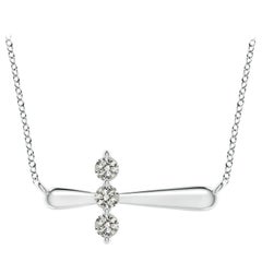 Angara Natural Diamond Sideways Cross Necklace in 14K White Gold for Women