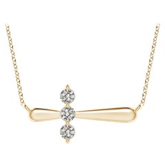 Angara Natural Diamond Sideways Cross Necklace in 14K Yellow Gold for Women