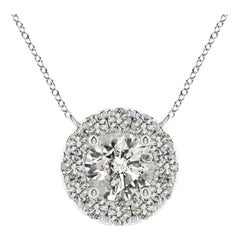 Angara Natural Round Diamond Necklace with Halo in Platinum for Women