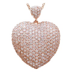 Diamanti, 18 carati  Collana con ciondolo a forma di cuore in oro rosa
