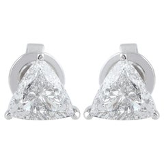 Trillion SI/HI Diamond Solitaire Everyday Stud Earrings 18 Karat White Gold