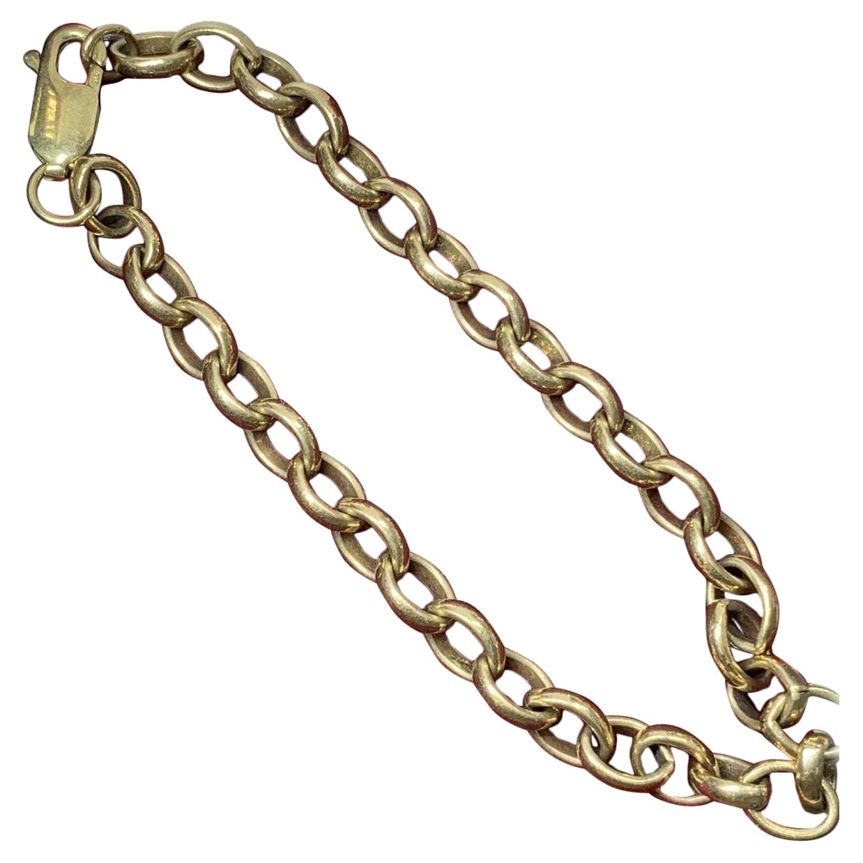 9ct Gold Curb Chain Bracelet Chunky Yellow Gold Plain For Sale