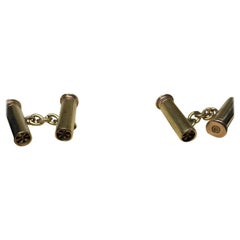 9ct Yellow gold bullet shaped cufflinks plain