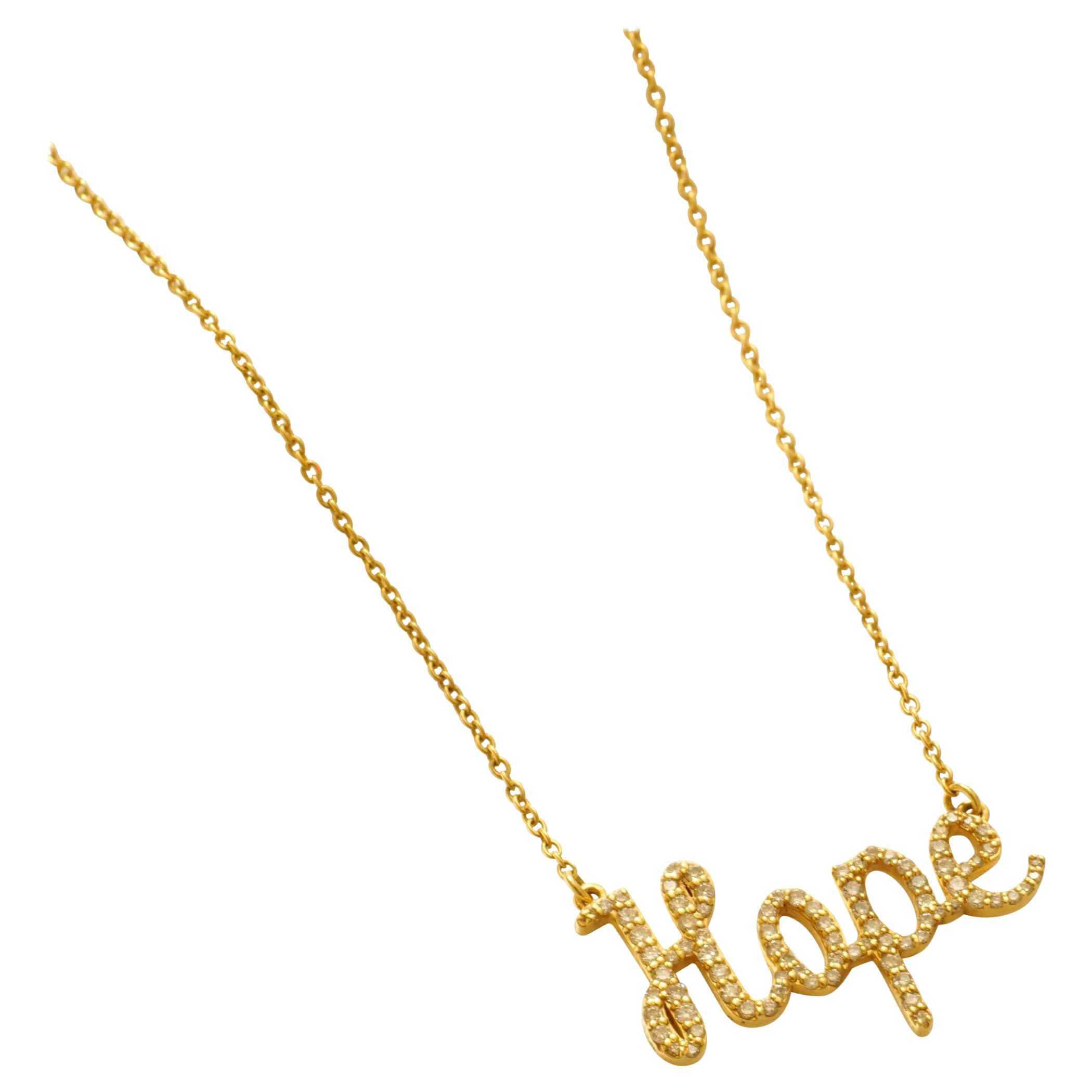 Hope Letter Diamant-Anhänger Halskette aus 14k massivem Gold (zertifiziert) im Angebot