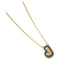 Collana con ciondolo personalizzato con iniziali smaltate in oro massiccio 14k (certificato)