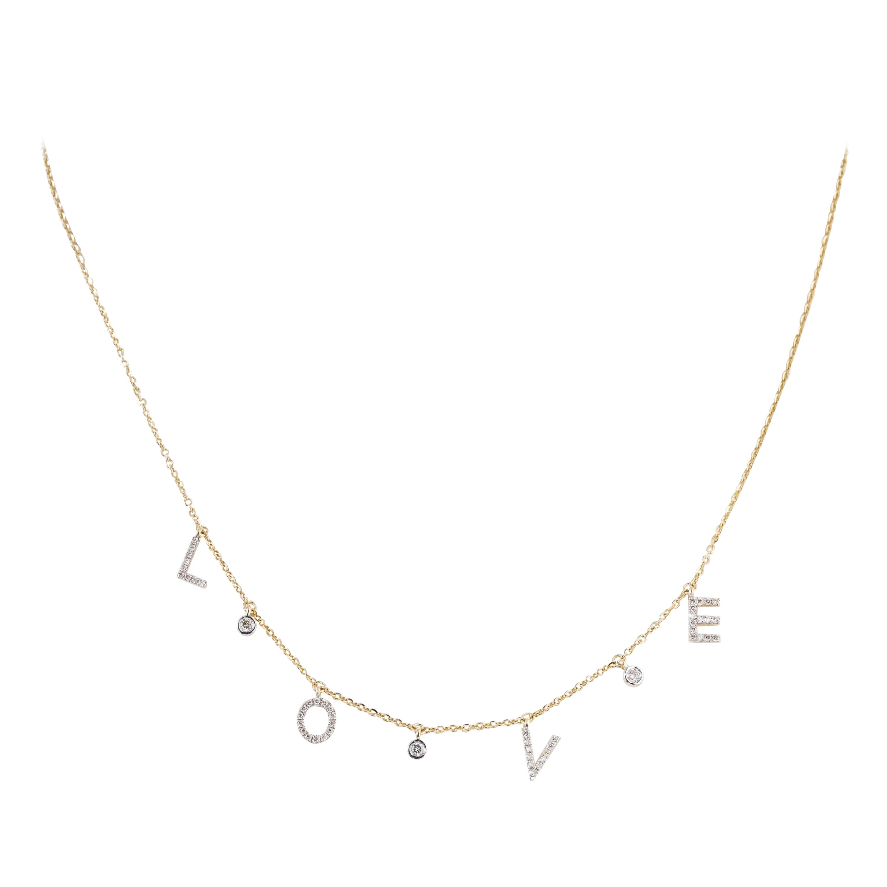 Collana Love Charm con diamanti in oro 14K (certificato) in vendita