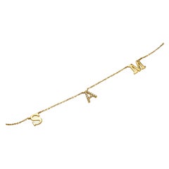 Collana con diamanti con iniziali del nome in oro massiccio 14k (certificato)