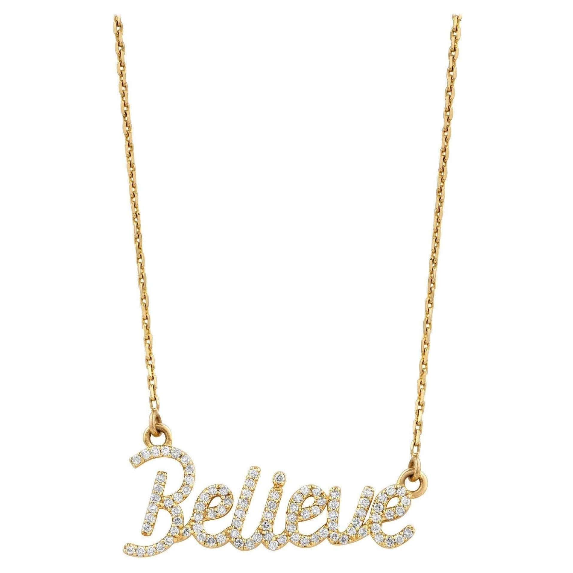 Collar de diamantes Believe de oro macizo de 14 quilates (certificado)