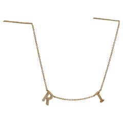 Personalized Initial Charm Diamond Necklace in 14k Solid Gold (Certified)