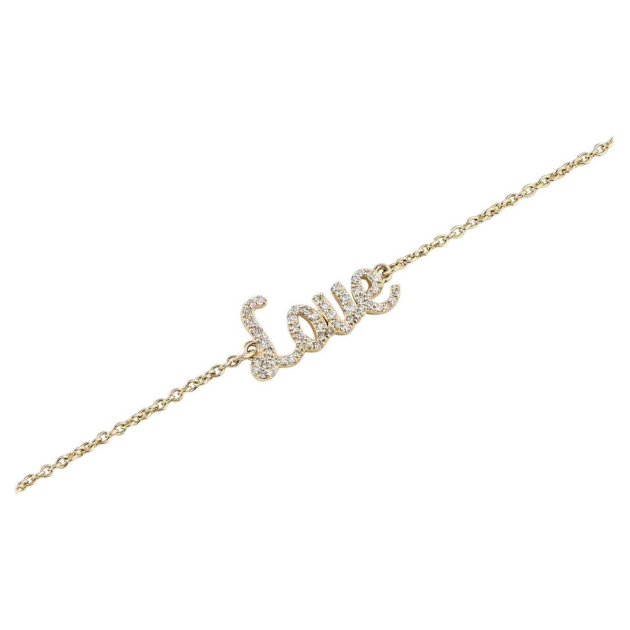 Love Letter Diamantkettenarmband aus 14k Gold (zertifiziert) im Angebot