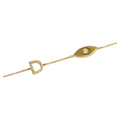 Personalized Initial Evil Eye Diamond Bracelet in 14K Solid Gold (Certified)