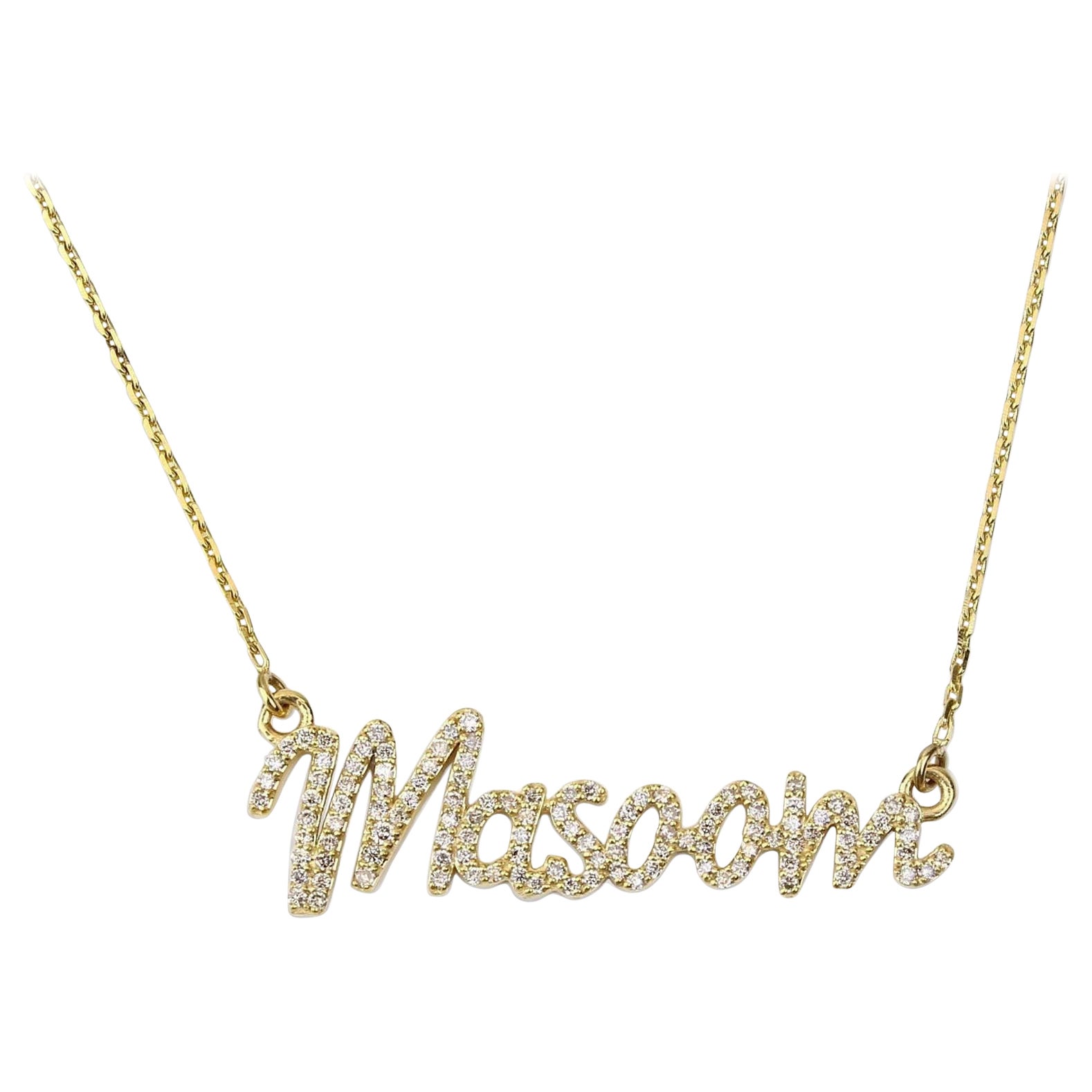 Collana di diamanti con lettera del nome in oro massiccio 14k (certificato) in vendita