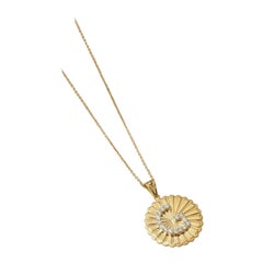 Personalisierte Initiale Medaillon Diamant-Halskette in 14K massivem Gold (zertifiziert)