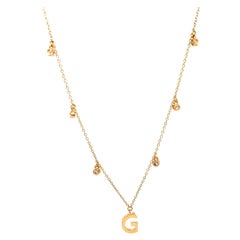 Personalized Initial Diamond Drops Necklace in 14k Solid Gold (Certified)