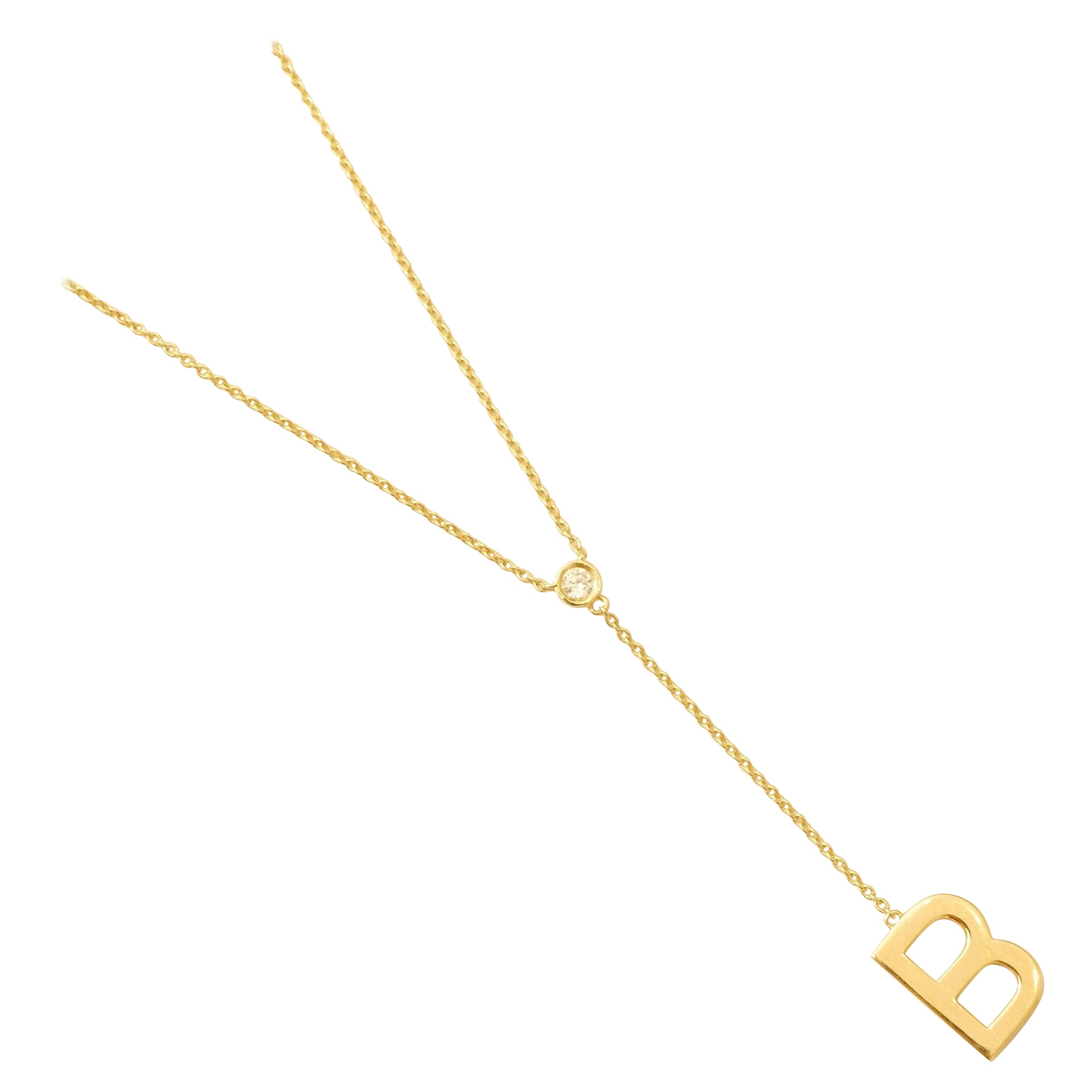 Collier Lariat avec initiales personnalisées en or massif 14K (Certifié)