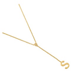 Collier Lariat en or massif 14K (certifié) avec initiales en diamant et lunette sur mesure