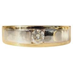 Two Tone Wedding Statement Band Ring For Men in 14k Solid Gold (Certified)