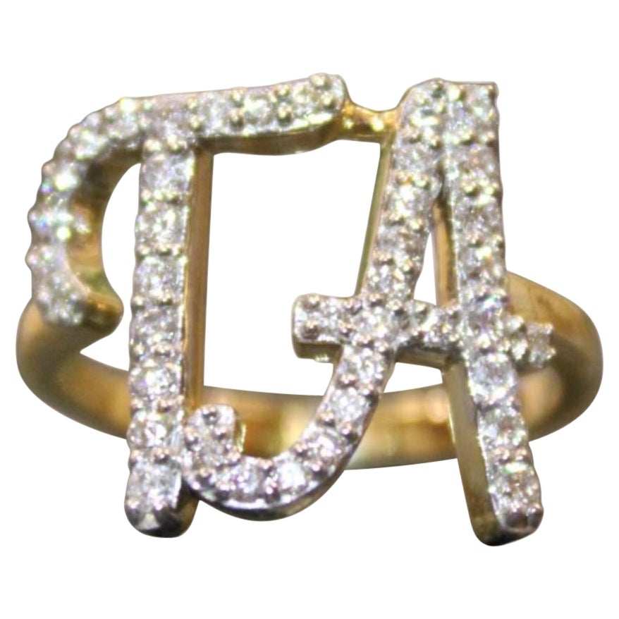 Personalized Double Initial Diamond Ring in 14k Solid Gold (Certified)