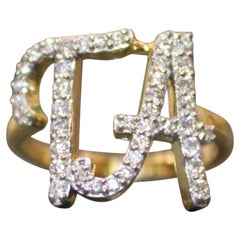 Personalized Double Initial Diamond Ring in 14k Solid Gold (Certified)